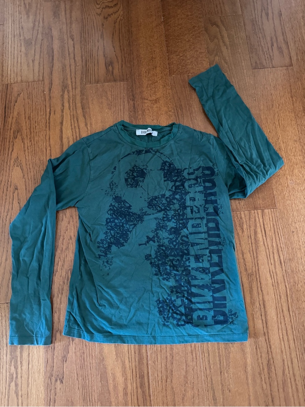 Boy’s Bikkembergs Long Sleeve Soccer Football Graphic T-Shirt Sz Large